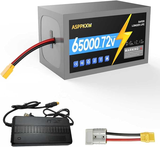 72V 65Ah Advanced E-Bike Power System – Auto-Grade Cells, 35A Overcurrent Guard, LED Fuel Meter, Anderson Port & 3A Charger, for 250-3500W Scooters & Motorcycles