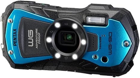 PENTAX WG-90 Blue Waterproof Camera, Shockproof, Dustproof, Freezeproof, Built-in 6-LED Ring Light for Macro Photography, Underwater Shooting Mode