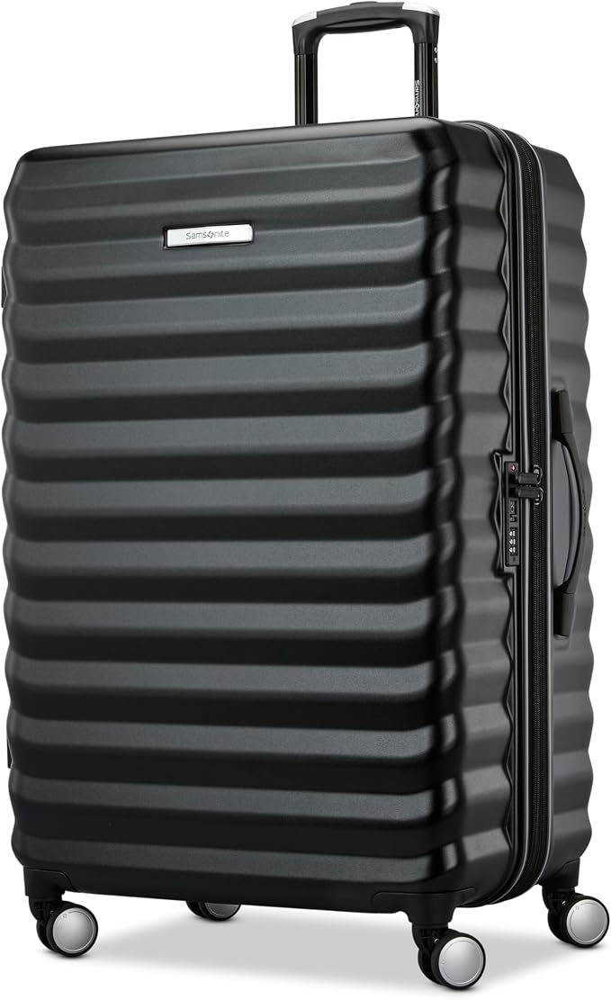 Samsonite Hard-Sided 28-Inch Lightweight Checked Large Expandable Element Suitcase: Durable, 360° Spinner Wheels, Adjustable Telescopic Handle, TSA-Approved Lock - Alpine Black