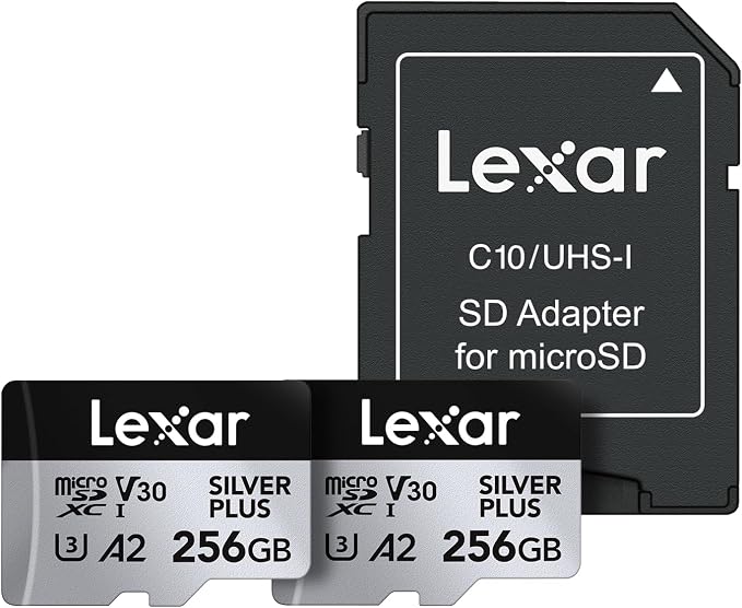 Lexar 256GB 2-Pack Silver Plus Micro SD Card, 205MB/s Read, 4K, V30, UHS-I