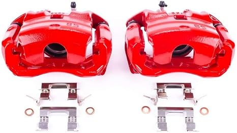 PowerStop Front Red Powder Coated Brake Caliper Pair for Nissan Juke 2011-17 | Nissan Sentra 2017-19 - High-Temp Brake Caliper Upgrade, S6640
