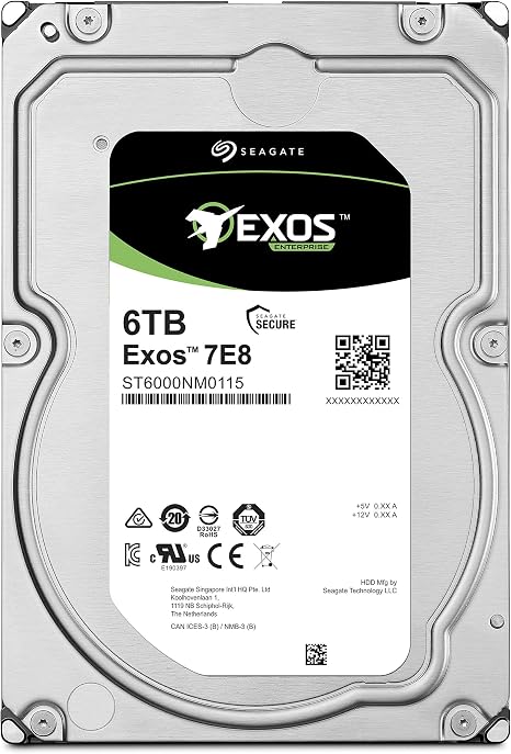Seagate Exos 7E8 6TB 512e SATA 256MB Cache 3.5-Inch Enterprise Hard Drive (ST6000NM0115) (Renewed)