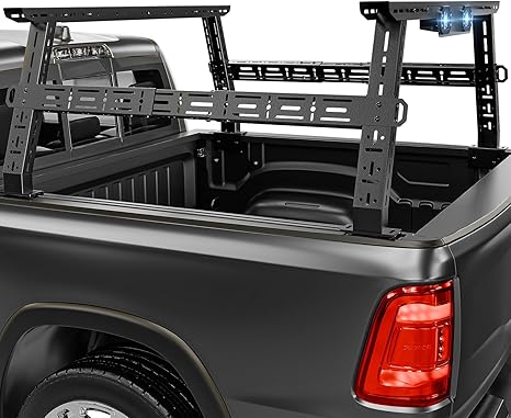 Adjustable 16-24.8" High Truck Bed Racks with 2 Led Light Compatible for Tacoma/Silverado/Sierra/Ram/Tundra/Titan/Frontier/Canyon/Gladiator JT/Ford F-Series, Ladder Cargo Rack