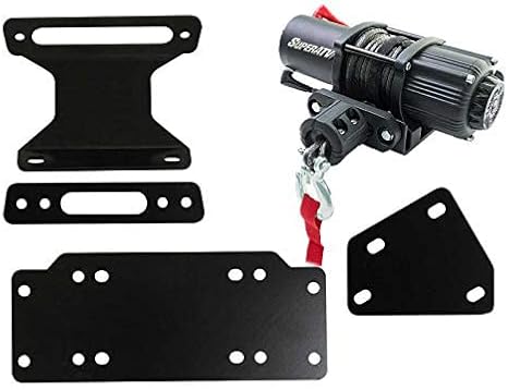 SuperATV Black Ops 3500 lb Winch with Winch Mounting Plate Compatible with Yamaha Viking/EPS/Ranch Edition/EPS SE/VI/VI EPS/VI EPS Ranch Edition/VI EPS SE | Complete Viking Winch Kit