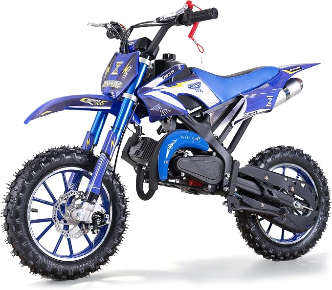 50cc Kids Dirt Bike, 2-Stroke Gas Powered Mini Dirt Bike for Kids 8–14, Off-Road Gas Dirt Bike with Disc Brakes, 2.50-10 Tires, Pull Start