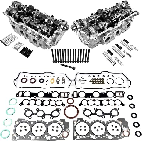 Left & Right Cylinder Head w/Gasket Kit Replacement for 1995-2004 Toyota Tacoma 4Runner T100 Tundra 3.4L V6 Engine 5VZFE 11101-69136, HS9227PT-1