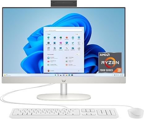 HP 23.8 inch All-in-One Desktop PC, FHD Touchscreen, AMD Ryzen 3 7320U, 8 GB RAM, 256 GB SSD, AMD Radeon Graphics, Windows 11 Home, Shell White, 24- cr0420 (2025)