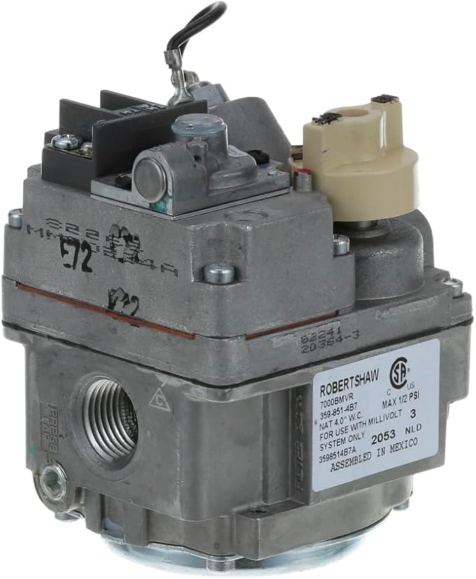 Gas Valve: Robertshaw 359811404A 7000BMVR 1/2" Nat 4.0" W.C. Millivolt System