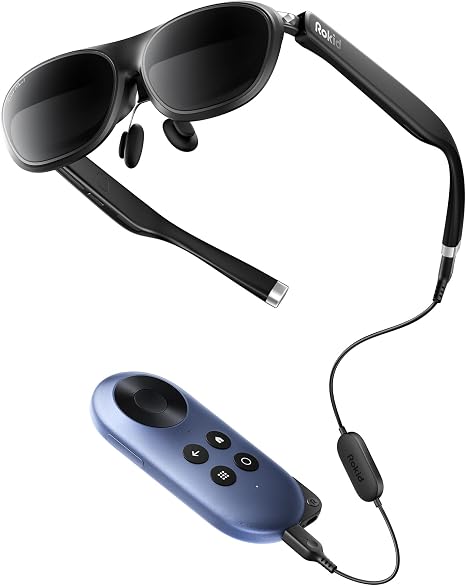 Rokid AR Joy Pack 2 AR Glasses, Smart Glasses Max 2 with Station, 160" Micro-OLED Display, Google Play, Media Streaming, HDCP Support & Cloud Gaming, Console, Android, Windows Compatible