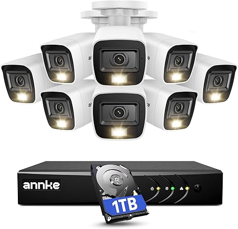 ANNKE Home Wired Camera Security System with Audio, 8X 1080P Cams, 1TB HDD