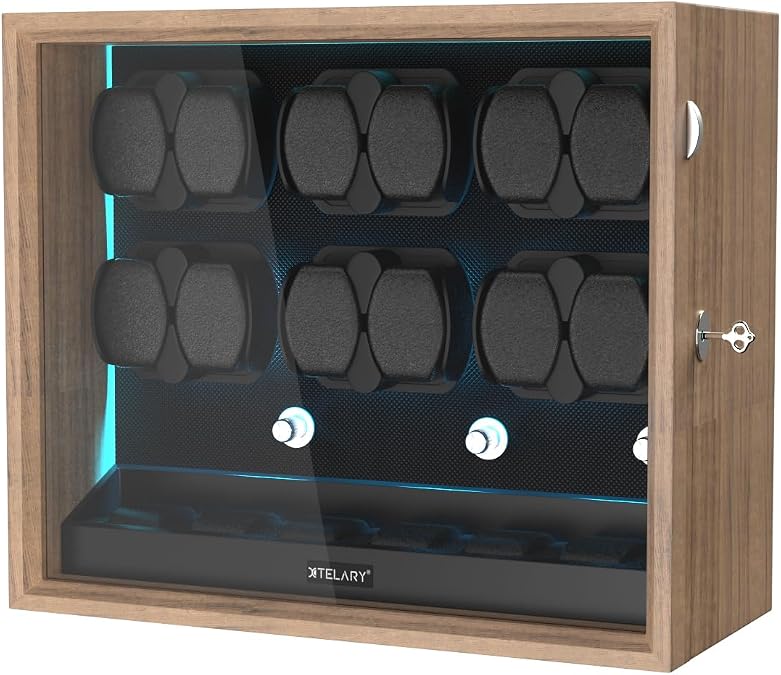 XTELARY Watch Winder for Automatic Watches Quiet Motor LED Light Lockable