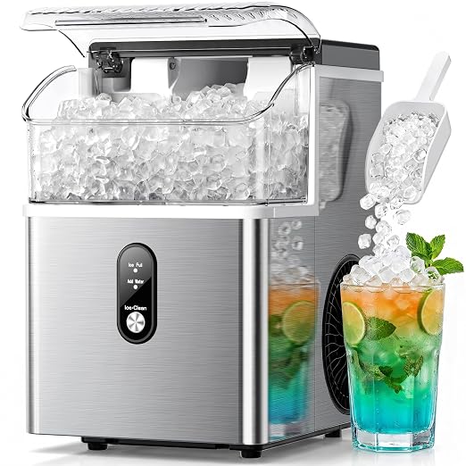 Crzoe Nugget Ice Maker Countertop, 35lbs/Day, Portable Pebble Ice Machine
