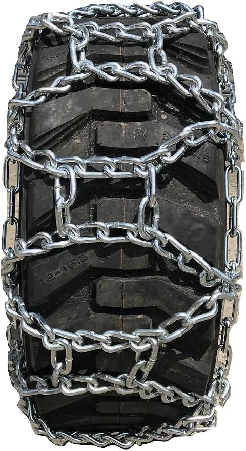 TireChain.com 12-16.5 XDUO Tractor Tire Chains - 3/8 Cross Chain for Deep Tread Farm Tires, Off-Road Set of 2