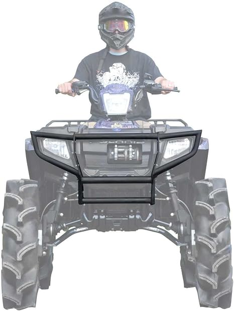 SuperATV Heavy-Duty Front Bumper for Polaris Sportsman 450 / 500 / 600 / 700 / 800 (See Fitment) | Blocks Brush / Debris | Black, Textured Finish | Easy Bolt-On Install | Protects Entire Front End!