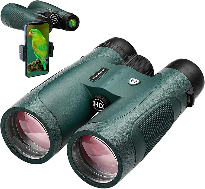 15x52 HD Binoculars for Adults High Powered with Upgraded Phone Adapter | Bright & Sharp HD Optics, Clear Low Light Vision, Large View, Waterproof, Lightweight for Bird Watching Cruise Travel Hunting