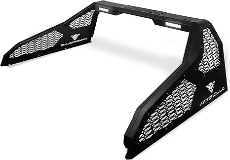 Armordillo CRS Roll Bar Chase Rack For 1/2 Ton Full Size Trucks|2x LED Light Lamps|04-24 F150 F-150|07-18 Silverado Sierra 1500|07-24 Tundra|04-24 Titan|19-24 Ram 1500|CR-S Mesh 8707814 Textured Black