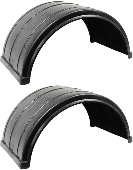 Black Ribbed Poly Fenders for 24.5" Semi Truck Trailer Rear Wheels – Durable Wheel Fender for Flatbed, Gooseneck & Dump Trucks