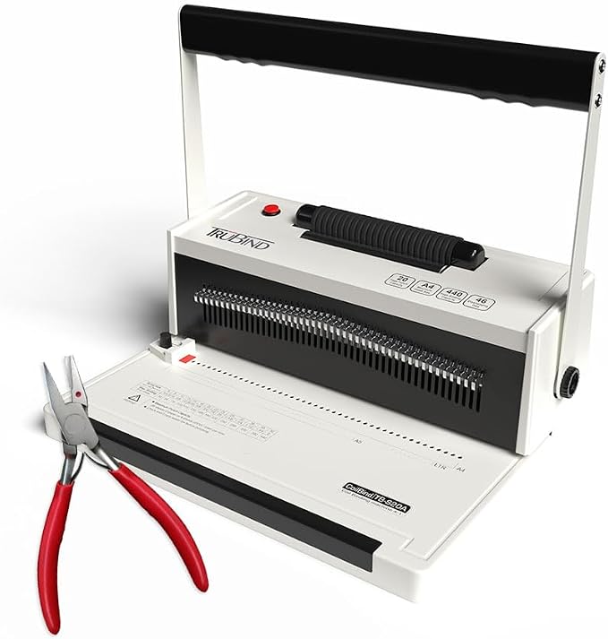 Coil Binding Machine with Electric Coil Inserter and Adjustable Side Margin | 20 Sheet Punch Capacity | Bind up to 440 Sheets | 46 Fully Disengageable Dies | 4:1 Pitch | 2-Year Warranty