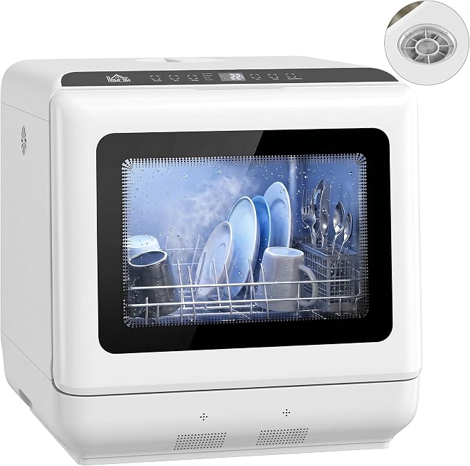 HOMCOM Portable Countertop Dishwasher 6L with 1.6 Gal Built-in Water Tank