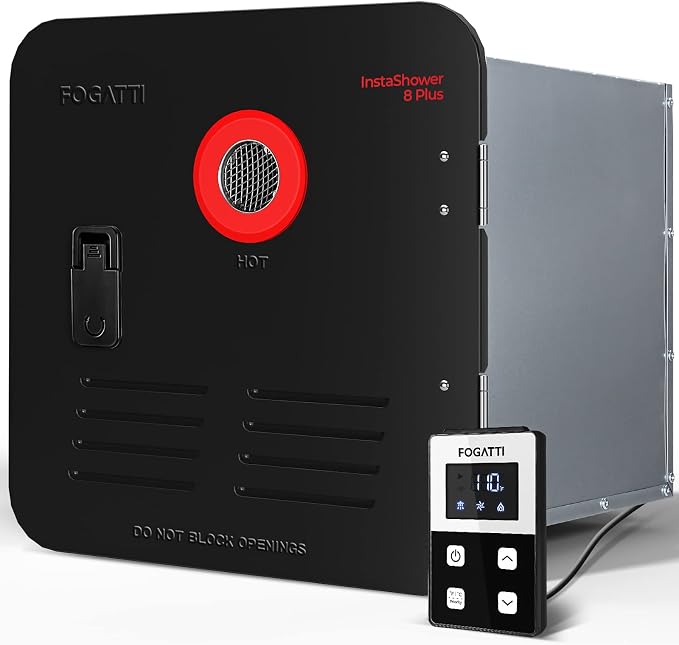 FOGATTI InstaShower 8 Plus RV Tankless Water Heater, Propane, 12V DC