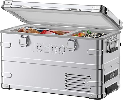ICECO APL35 12 Volt Car Refrigerator, 37 Quart (35 Liter) Light Duty Aluminum 12V Portable Fridge Freezer, SECOP Nano Compressor, -4℉~68℉, 12/24V DC, 100-240V AC for Outdoor, Camping, RV, Truck, Boat