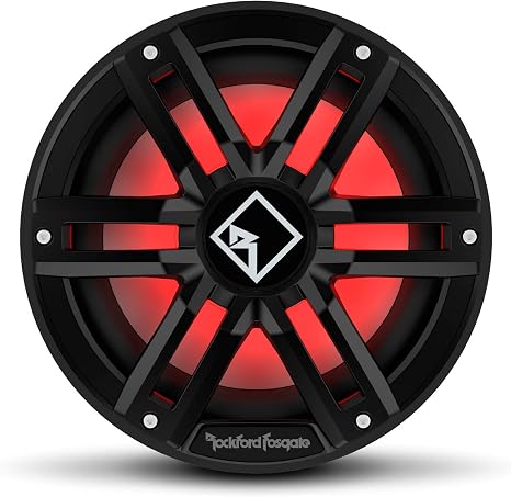 Rockford Fosgate M2D4-10SB Color Optix 10" Marine Subwoofer - Black | Optimized for Small Sealed Enclosures, 4-Ohm DVC, Sport and Stainless Grilles, Ultra Bright Multicolor LED Lighting