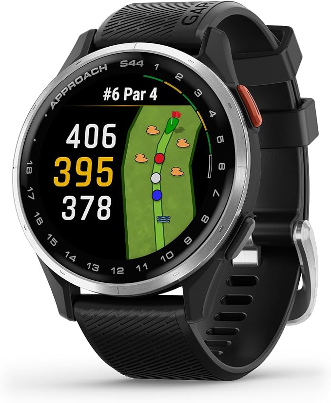 Garmin Approach® S44, Golf GPS Smartwatch, 43mm, Black | Lightweight Design, Essential On-Course Features, Smart Notifcations