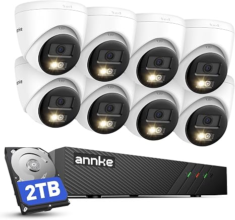 ANNKE 8CH 3K PoE Security Camera System, 8pcs 5MP Outdoor IP Cams, 2TB HDD