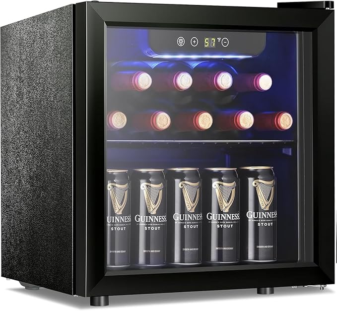 Antarctic Star 12 Bottle Wine Cooler Beverage Refrigerator Mini Fridge Clear Glass Door Quiet Counter Top Cellar for Beer Soda Bar 1.3 cu.ft