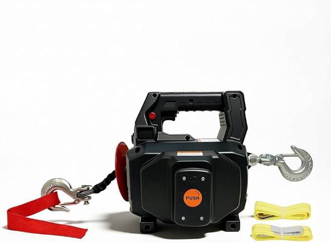 Comdazy 1000LB Battery-Powered Winch with 40FT Synthetic Rope, Compatible with DeWALT 20V Batteries (4.0Ah+), Portable Wireless Remote Control Winch for Lifting & Pulling(Without Battery)
