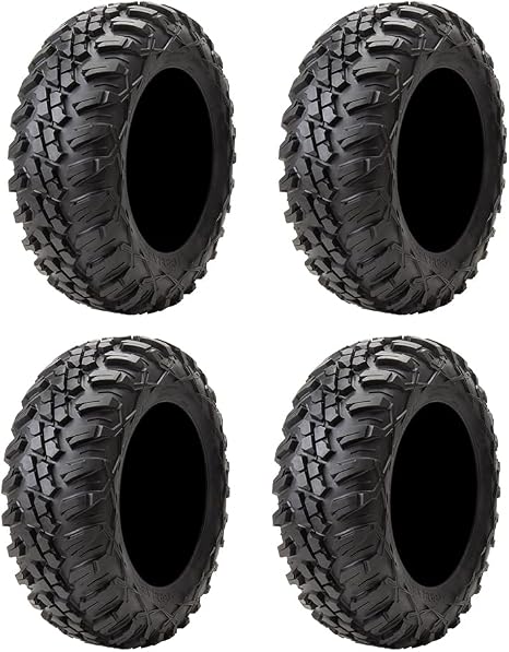 Tusk Terrabite Set of 4 UTV/ATV Tires – 29x9-14 Front & 29x11-14 Rear – 8-Ply Rated Radial Construction, ¾″ Deep Tread, Medium-Hard Terrain, High Load Capacity, Heavy Duty Sidewall Tread Armor