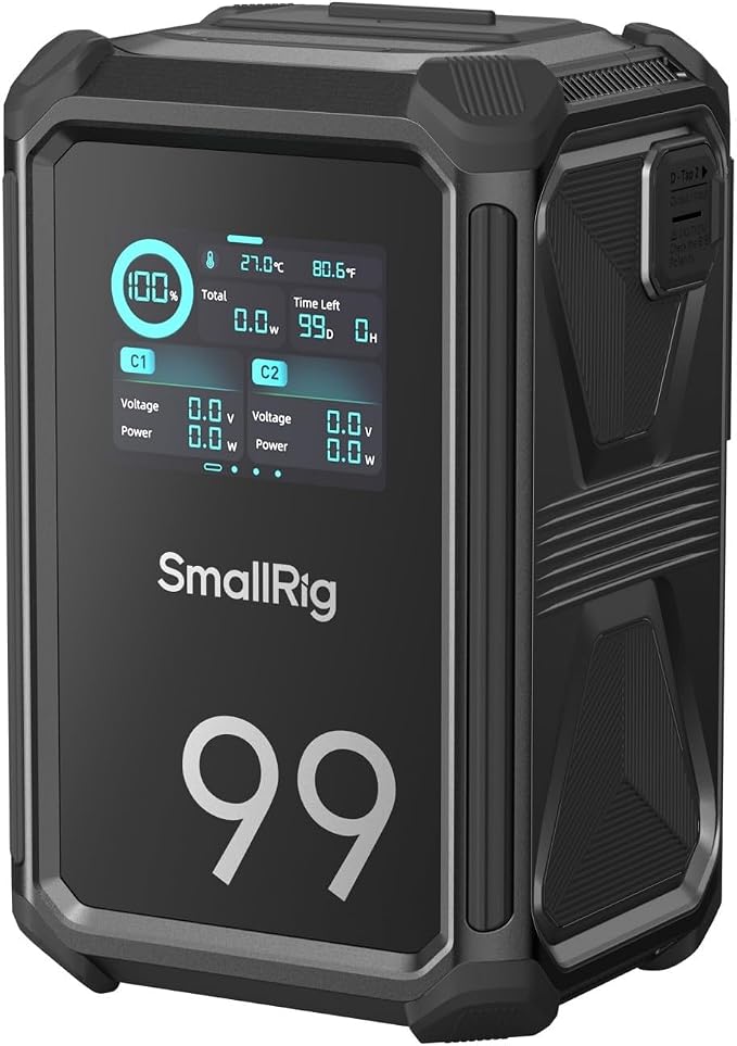 SMALLRIG V Mount Battery X99, 99Wh/6800mAh Vmount Battery, 4.9ft Drop-Proof | 100W 2H Full Charge, 8-Port with USB-C, IP54 Water/Dust Proof, APP Control, 2.0" Touchscreen, for Camera, Camcorder, Monitor