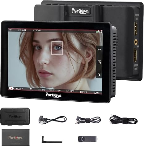 Portkeys LH5P II 5.5" 2000nit Camera Field Monitor Metal Frame Camera Control for FX3/FX30/A7RIV/A7MIV/A6300/A6400/RX100/RX02/A7CII/ZV-E10, GH6/BS1H/BGH1, C70/200/300/700/R5/6/7/8, Z8/9, ZCAM E2, etc