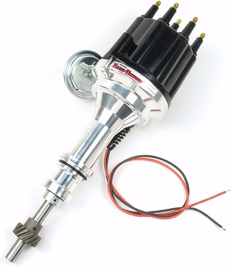 PerTronix D130710 Flame-Thrower Plug and Play Vacuum Advance Black Male Cap Billet Electronic Distributor with Ignitor II Technology for Ford Small Block