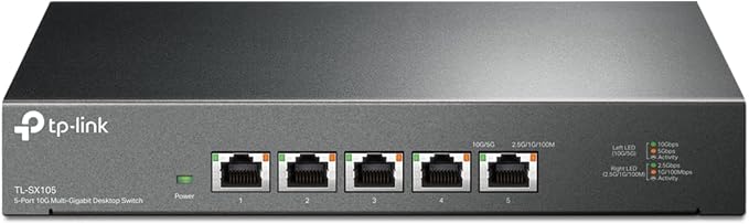 TP-Link TL-SX105, 5 Port 10G/Multi-Gig Unmanaged Ethernet Switch | Desktop/Wall Mount, Plug & Play, Fanless, Sturdy Metal Casing, Speed Auto Negotiation