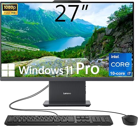 Lenovo IdeaCentre 27" All-in-One Desktop Computer, 10-core Intel i7-13620H, 16GB DDR5, 512GB SSD, Wi-Fi 6, USB-C, HDMI in&Out, Wired KB&Mouse, Windows 11 Pro