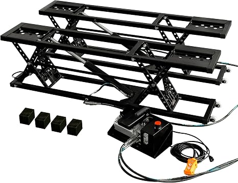 Heavy-Duty Portable Car Lift 7000 LBS Capacity, 28 Inch Max Lift Height with Mechanical Safety Locks, Adjustable Quick Jack Design, Folding & Wheels for Easy Storage