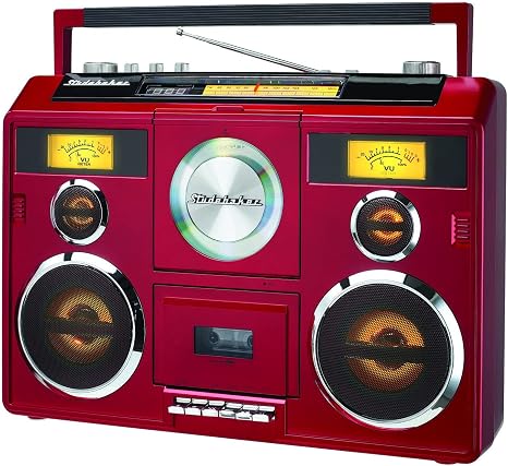 Studebaker Sound Station Portable Stereo Boombox with Bluetooth/CD/AM-FM Radio/Cassette Recorder (Red)