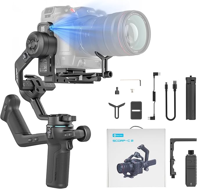 FeiyuTech SCORP-C2 Camera Gimbal Stabilizer w/AI Tracking, 7.72lb Payload