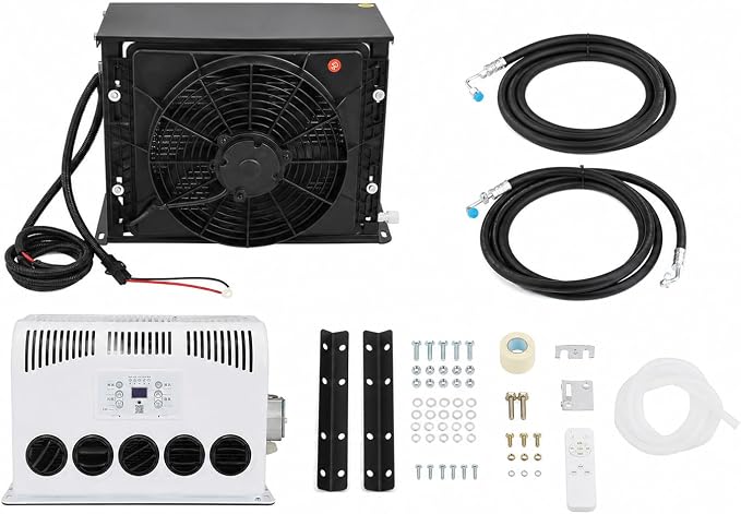 Mini Split, Rv Air Conditioner 12V AC Unit Complete AC Internal & External Units with Remote Universal Auto AC Unit for Trucks, Vans, Excavators & Caravans