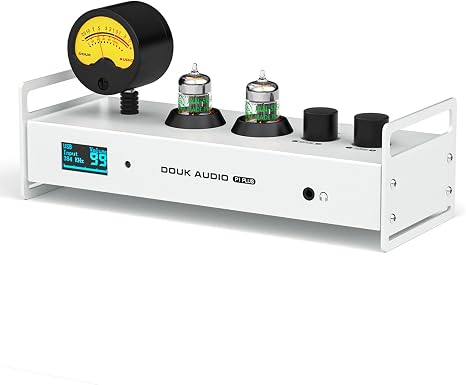 Douk Audio Tube Preamp DAC: Bluetooth 5.1 LDAC Headphone Amp w/VU Meter USB Coax Optical Input for Amplifiers, Home HiFi Systems (P1 Plus)