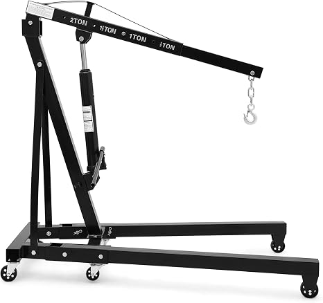 2 Ton Hydraulic Engine Hoist Cherry Picker, 4400LBS, Black