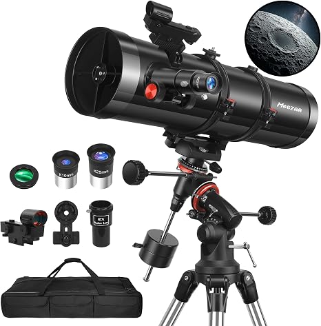 150EQ Newtonian Reflector Telescope for Adults with Equatorial Mount | Professional Astronomical Telescopes for Beginners Stargazing, with Phone Adapter, Tripod, Moon Filter and Large Carry Bag