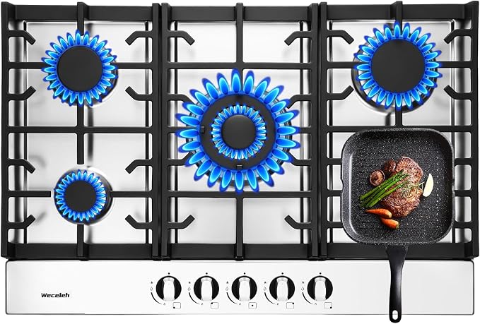 30 Inch Gas Cooktop, 5 Burners Built in Gas Stove Top