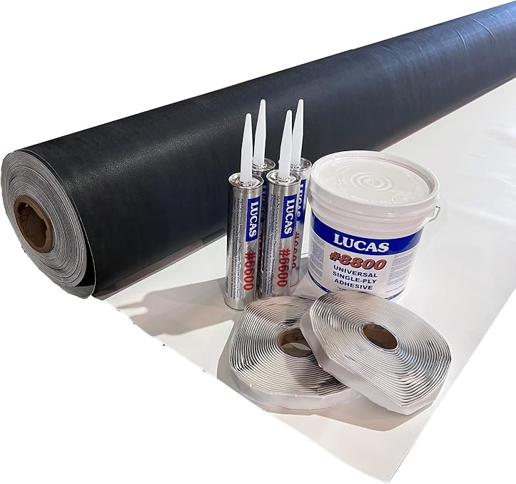 PVC RV Rubber Roof Kit 45 mil | 8'6" Wide x 10'-40' Long RV (Camper) Roof Repair (15')
