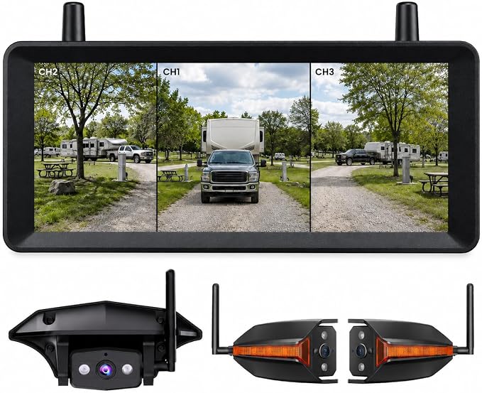 AUTO-VOX Wireless RV Backup Camera System with Rear & Side Cameras