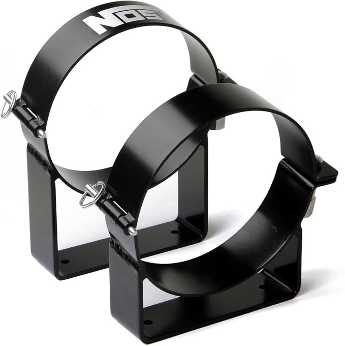 NOS 14140NOS Black Powdercoated Aluminum Quick Release Nitrous Bottle Bracket - Set of 2
