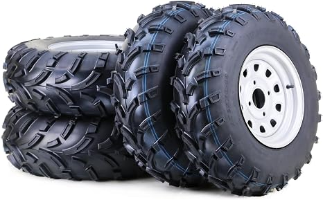 WANDA ATV Tire & Wheel Set 25x8-12 25x10-12 on 4x110mm PCD 5+2 Silver Rims