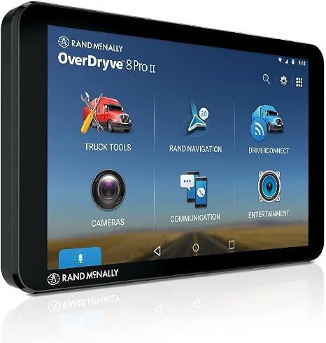 Rand McNally OverDryve 8 Pro II 8-Inch Truck GPS Tablet with Built-in Dash Cam, Advanced Truck Routing, Lane Guidance, Bluetooth, Wi-Fi, and Powered Magnetic Mount (Model: 8PROII)