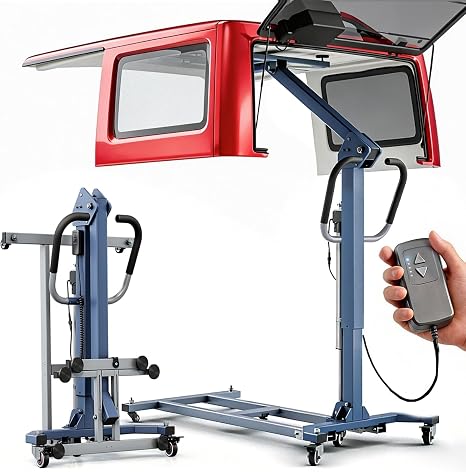 Electric Hard Top Removal Lift for Jeep Wrangler 2007-Present JK TJ JKU JL JLU 2&4 Door, Foldable Jeep Top Remover Lift with Remote Controller,Effortless One-Person Operation in Minutes,Patent Pending